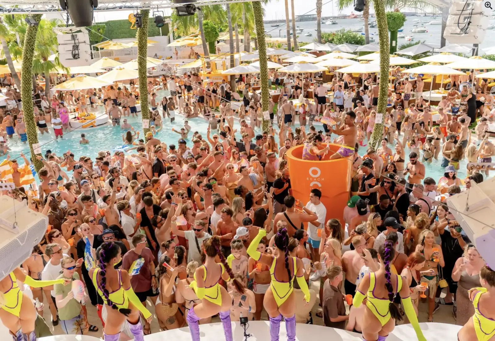 Crowds at an Ibiza pool party
